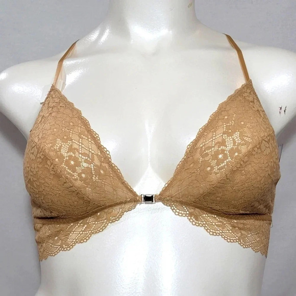 MEDIUM‎ Gilligan O'Malley Front Close Lace Y-Back Bralette Beige NWT - Picture 2 of 5